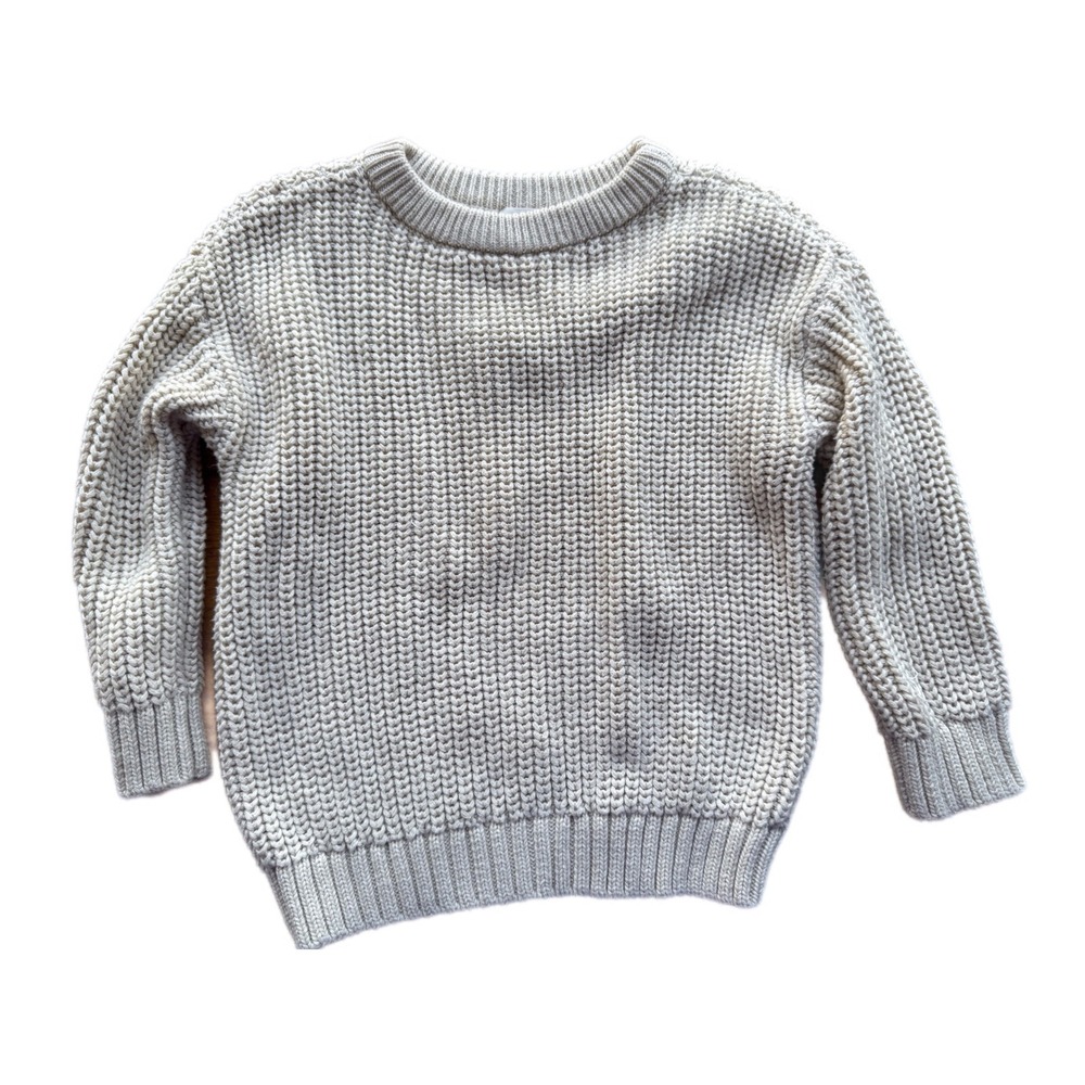 Cat & Jack Shaker Stitch Sweater‎ Toddler 18M Cream Chunky Knit Pullover